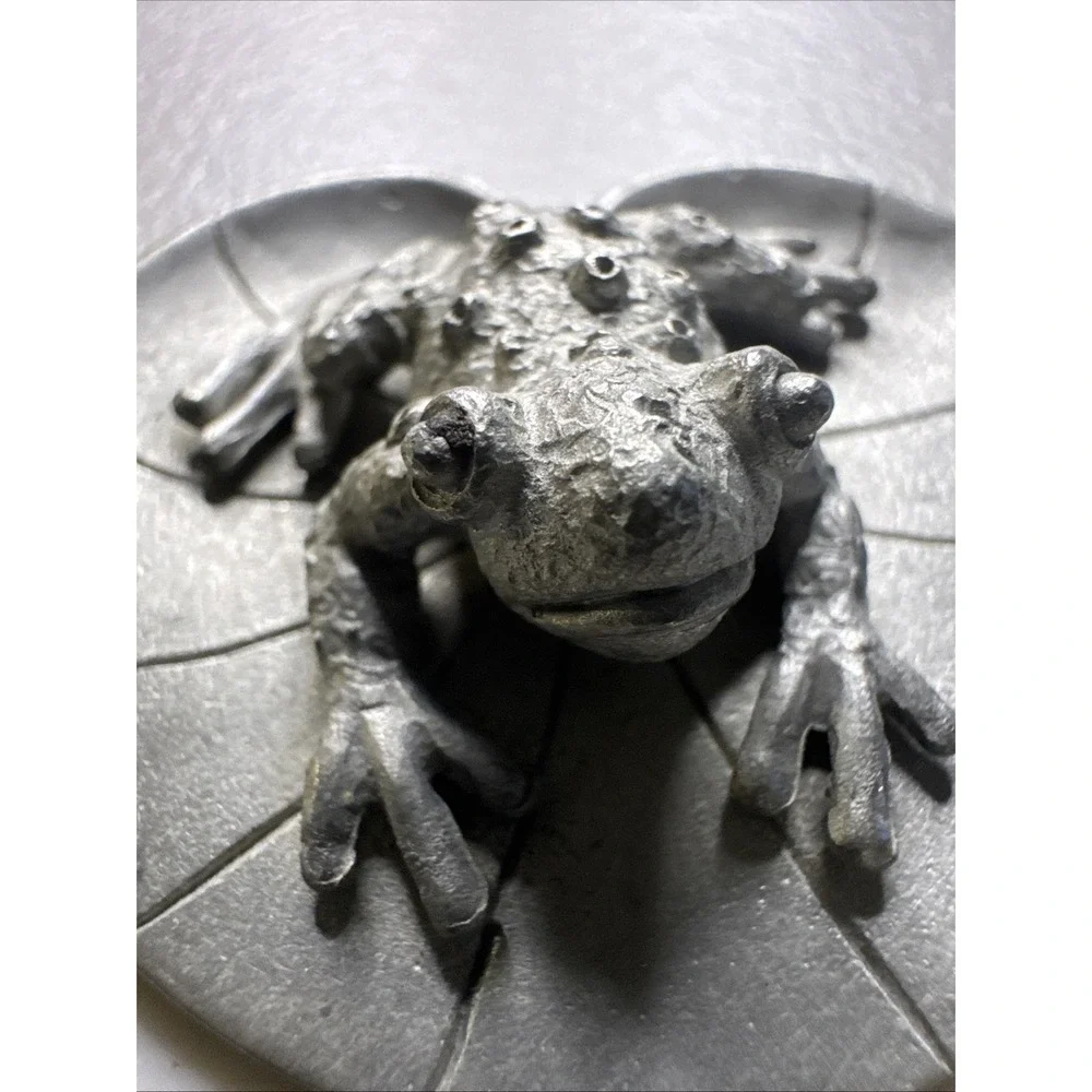 Vintage 1987 Spooniques Pewter Frog On Lily Pad PP271 Decorative‎ Figurine 2